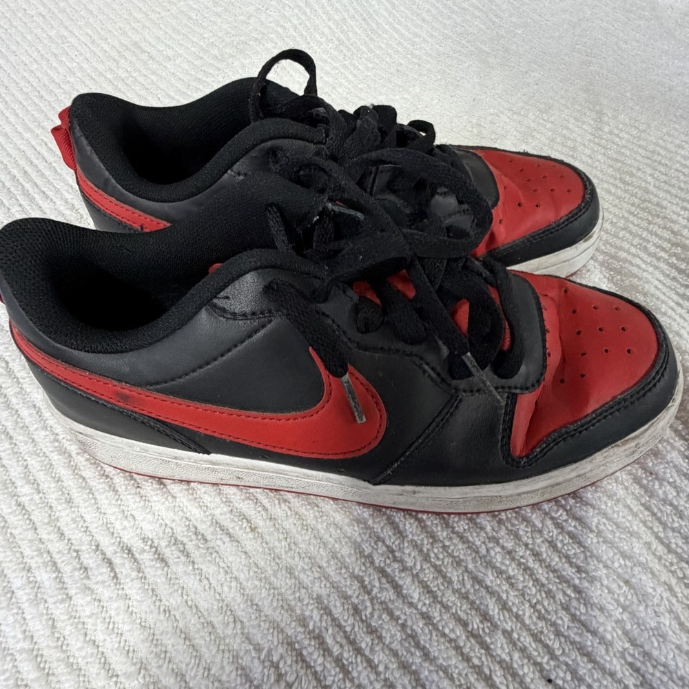 Nike Court BOROUGH Low Recraft University Red Black White Size 5.5Y BQ5448-007